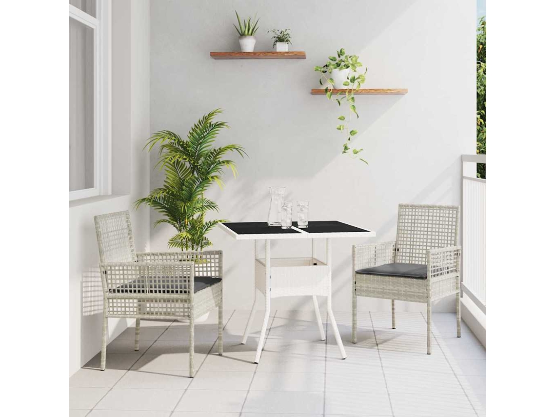 Vidaxl Conjunto De Jantar Para Jardim 3 Unid. Cinzento-claro Vime Pe