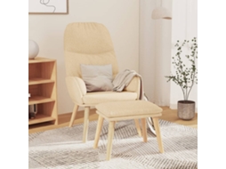 Vidaxl Cadeira De Descanso Com Banco Tecido Cor Creme