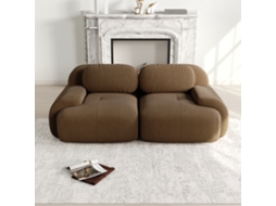 Sofá Love Seat Em Veludo Modular, Sem Moldura, Braços Curvos, Base Antiderrapante, Estofado Elástico Para Sala, Quarto E Home Theater, Marrom.