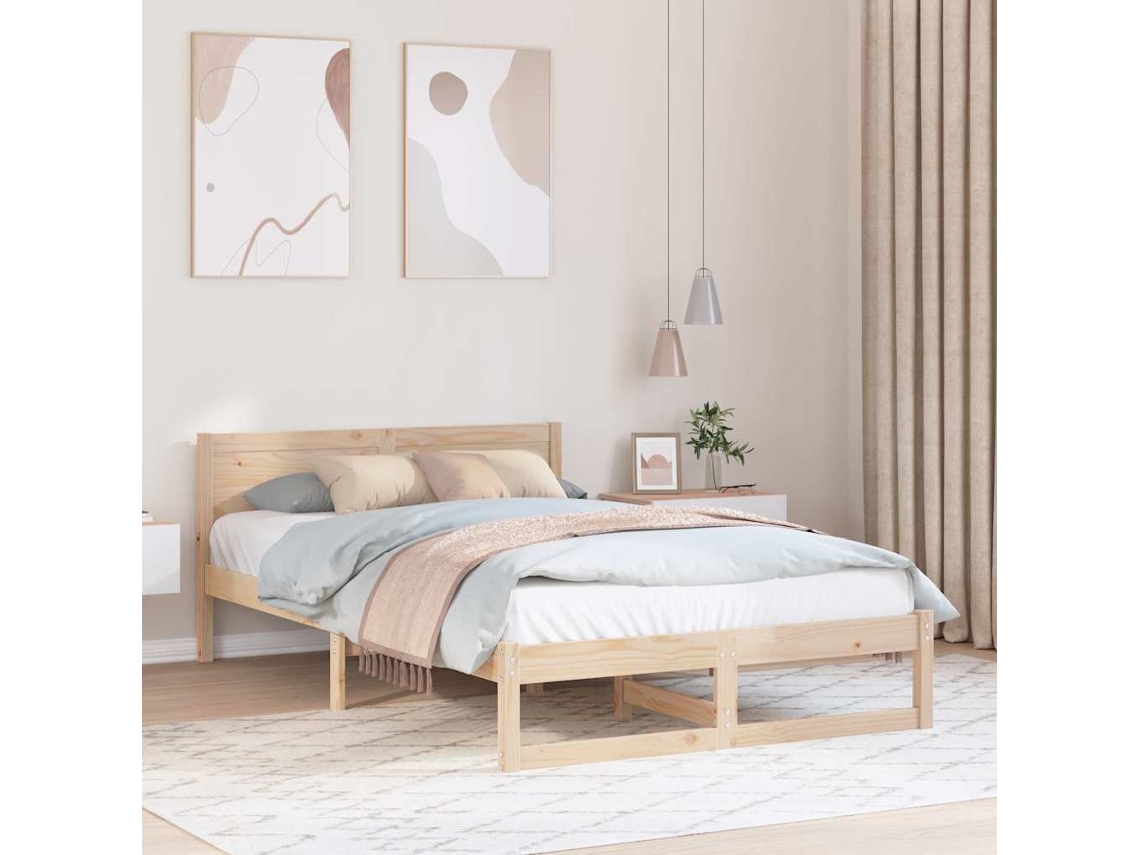 Vidaxl Estrutura Da Cama Com Cabeceira Natural 120 X 190 Cm