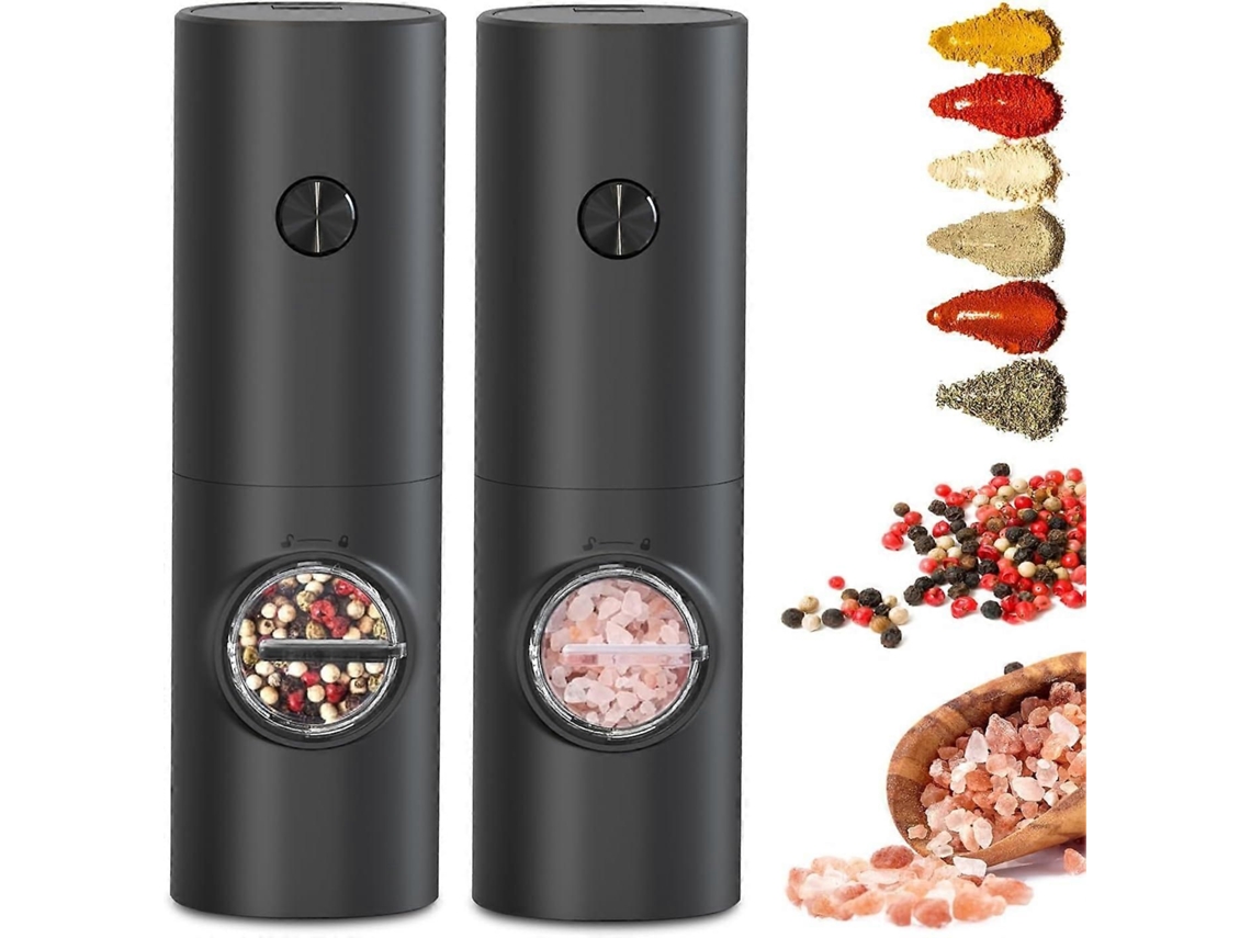 Moedor de Pimenta Elétrico, Conjunto e Sal em Aço Inoxidável GOKOCO