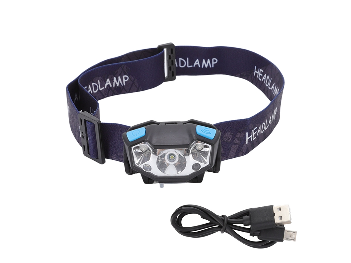 Lanterna de Cabeça Led com 5 Modos de Iluminação e Sensor, Carregamento Usb, Leve para Acampamento Outdoor