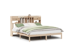 Cama com Estante Sem Colchão 180x200 Cm Pinho Maciço MAISON EXCLUSIVE