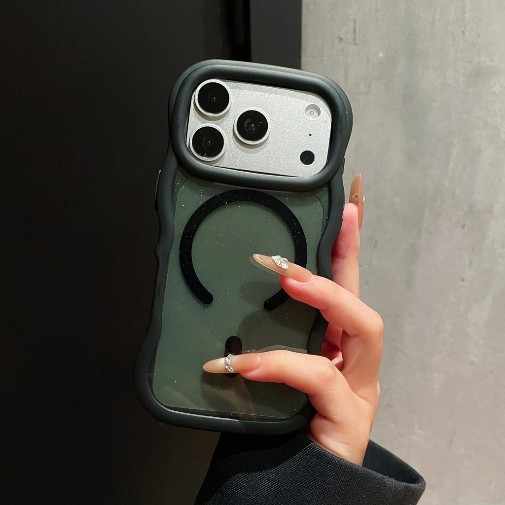 Capa Transparente Com Luzes Piscantes, Carregamento Magnético Sem Fio E À Prova De Choque Para Iphone 13 Pro Max (preta).