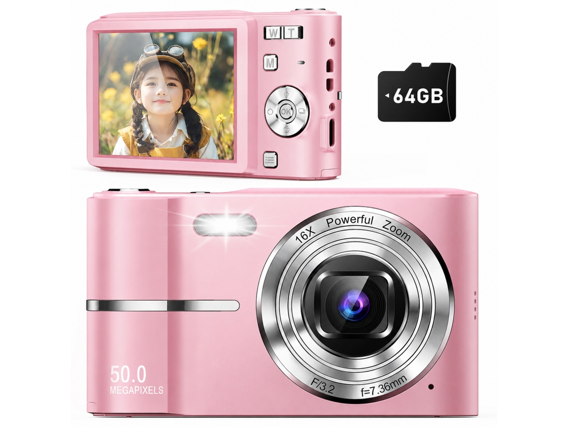 Câmera Digital Infantil com Zoom 16x, Antichoque, Compatível Usb, Inclui Cartão Sd 64gb DIGISAND