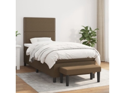 Vidaxl Cama Com Molas/colchão 90x200 Cm Tecido Castanho-escuro