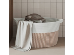 Vidaxl Cesto De Arrumação Ø40x25 Cm Algodão Castanho E Branco