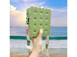 Garrafa de água Linjou Kawaii 2026 com design seguro estilo biscoito Canudo 380ml Verde