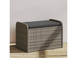 Vidaxl Banco De Arrumação Com Almofadão 80x51x52 Cm Vime Pe Cinzento
