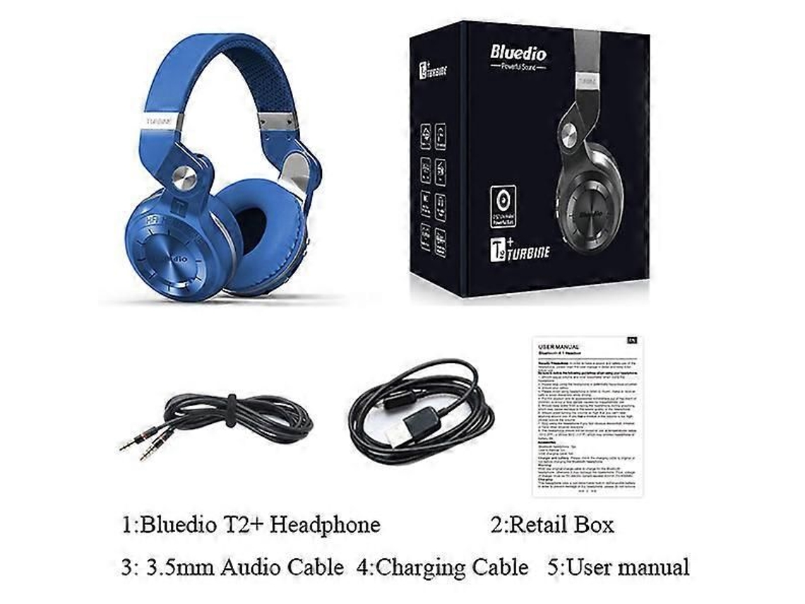 Bluedio T2plus Fone de Ouvido Sem Fio Bluetooth Super Bass Music Fone de Ouvido com Tomada de Linha Mic Rádio Fm e Cartão Sd TAISHENGDA
