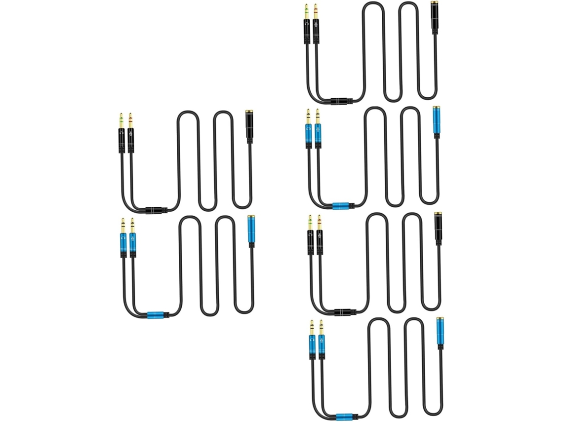 Cabo adaptador de áudio em Y de 6 peças, conector macho para dois fêmeas SFUSHOS