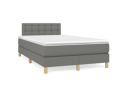 Vidaxl Cama Box Spring C/ Colchão E Led 120x190 Cm Tecido Cinza-escuro