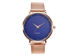 Relógio de Pulso Feminino Masculino com Pulseira de Malha Estilo Moderno Azul Real