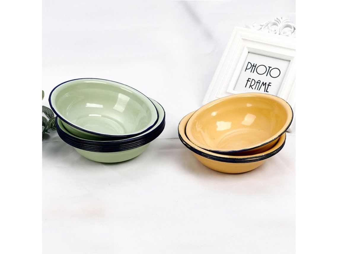 Tigela de Esmalte para Salada, Tigela de Sopa Verde/amarela, Tigela de Sopa para Restaurante 18 Cm SUNNY SPACES