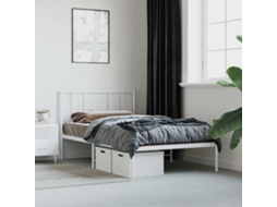 Vidaxl Estrutura De Cama Em Metal Com Cabeceira 107x203 Cm Branco