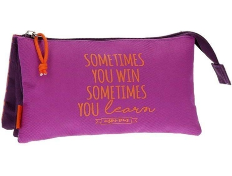 Estojo  UNIVERSAL Movom Smile triplo Rosa e Laranja (22x12x5cm)