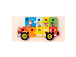 Brinquedo Educativo Montessori Para Crianças Dos 3 Aos 5 Anos, Puzzle Numérico Com Números De 1 A 10 Autocarro Escolar Hexinyigjly