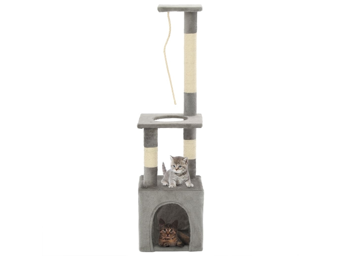 Vidaxl Árvore P/ Gatos C/ Postes Arranhadores Sisal 109 Cm Cinzento