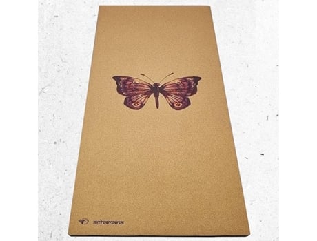 Tapete de yoga ACHAMANA de borracha e cortiça 5mmx68cmx1,83m - Borboleta saco de ioga