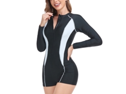 Traje de Banho Longo Manga Uv Protetor Branco Tamanho XXL