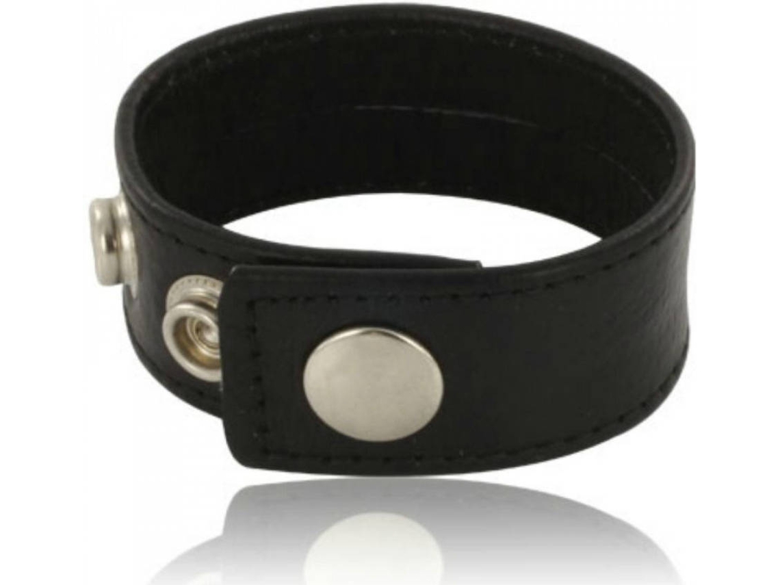 Estimulador LEATHER BODY Galão e Correia Esfera Couro com Snaps - Preto