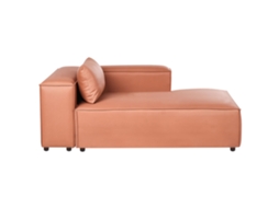 Chaise Longue À Esquerda Beliani Brande De Tecido Castanho Dourado 121x184x70