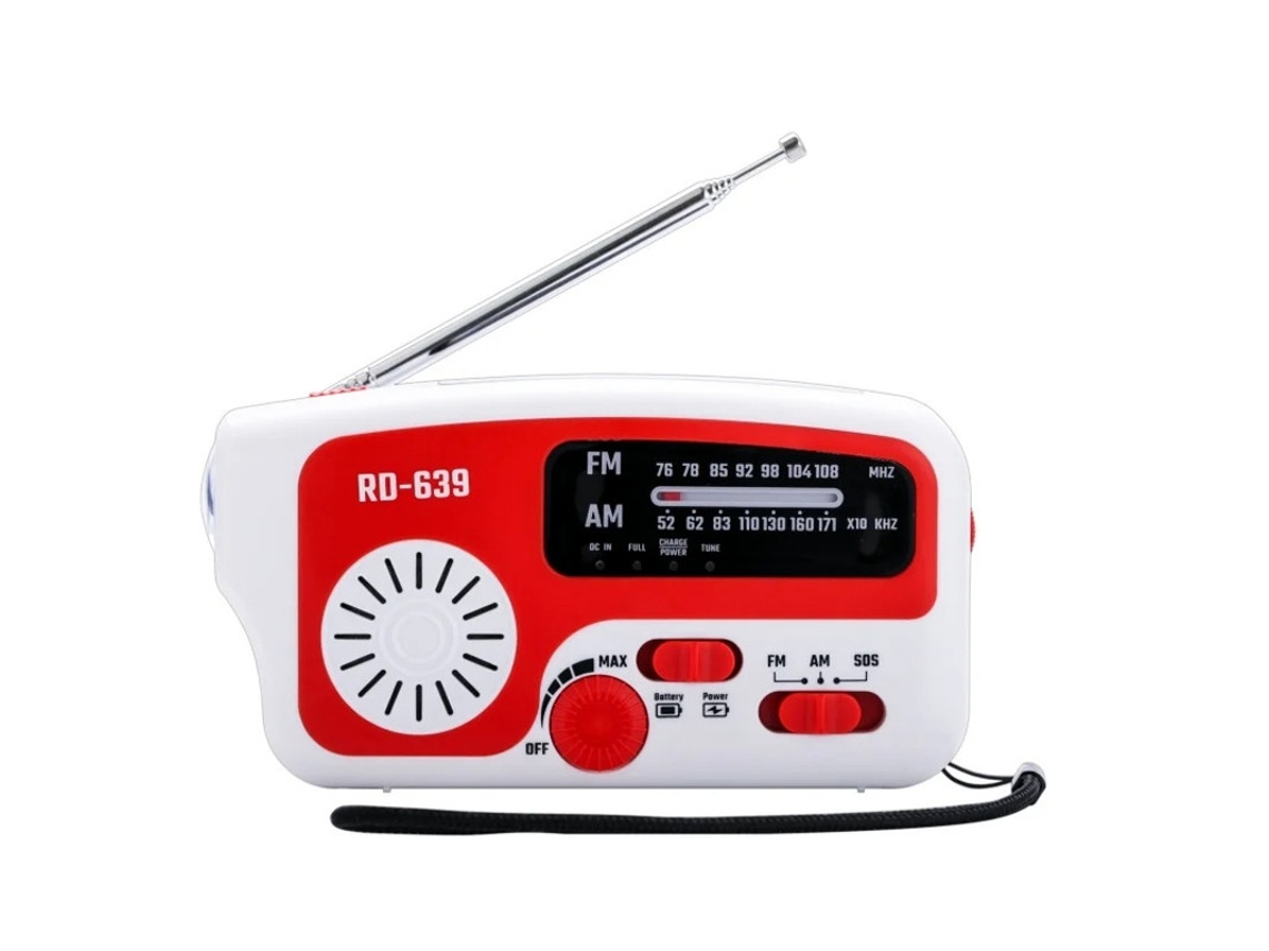 Rádio com manivela solar de 3000 mAh com lanterna multifuncional branca BESTVITE