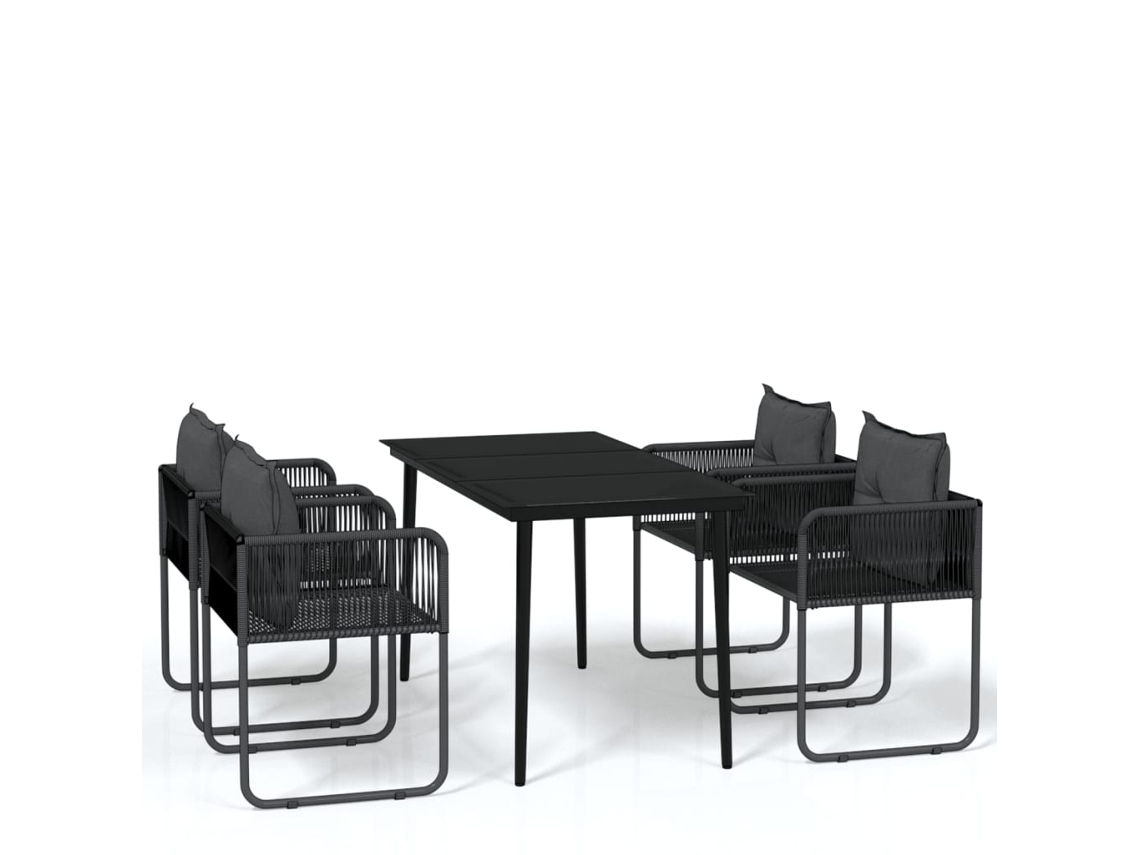 Garden Dining Set, Garden Dining Sets Vidaxl Preto Aço (140 Cm Table Length)