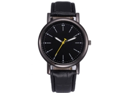 Reloj De Pulsera Analógico De Cuarzo Unisex Con Correa De Cuero Pu Casual Moderno (negro)