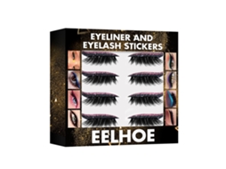 4 Pares Eyeliner E Stickers De Cílios 2 Em 1 Reutilizáveis Autoadesivos Glitter Brilhantes