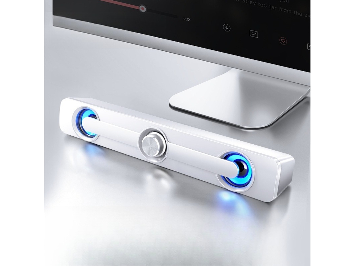 Soundbar HEXINYIGJLY Gaming Bluetooth usb Plug Play para Desktop e Monitor branco