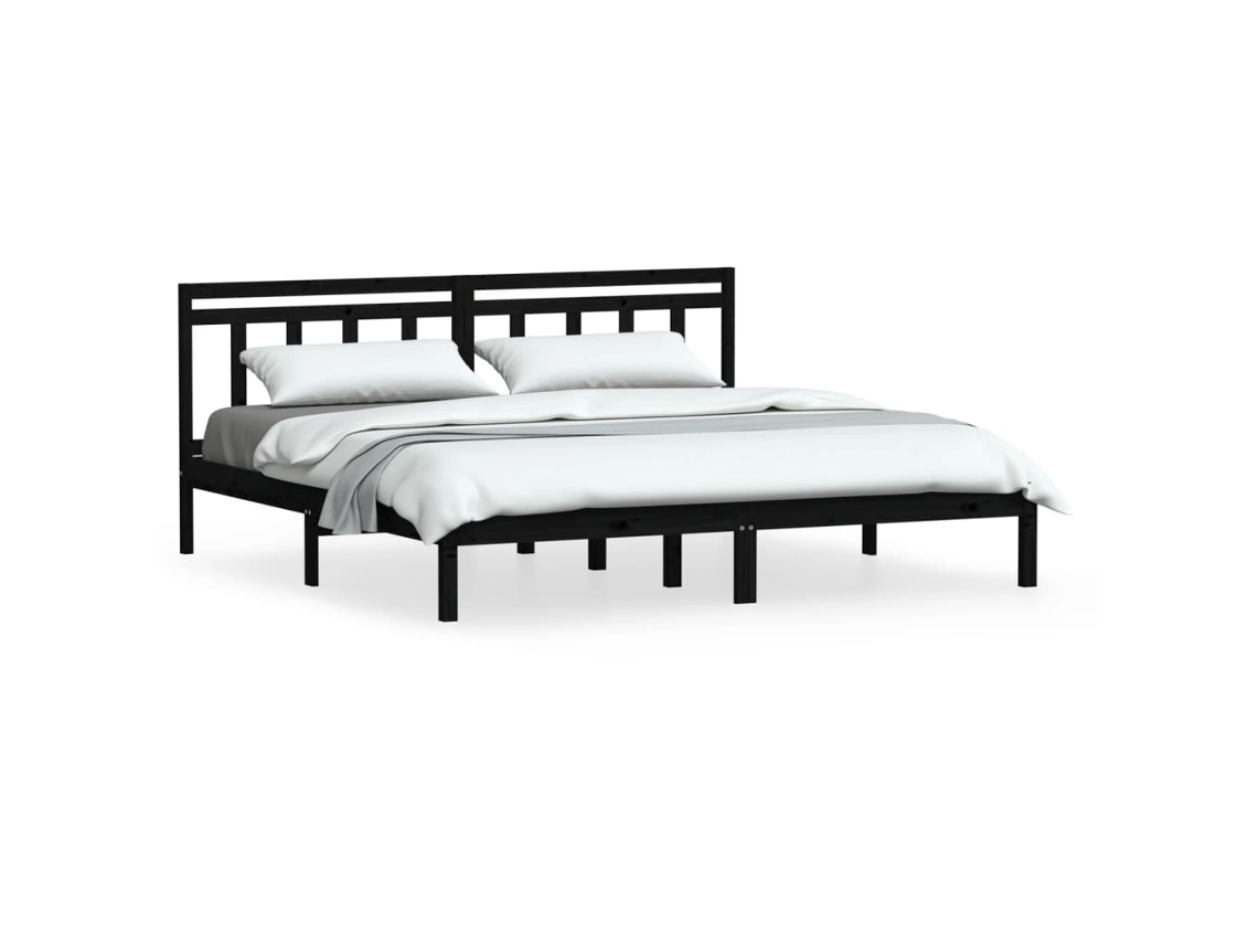 Bed Frame, Bed Frames Vidaxl Preto Madeira De Pinho (200 X 200 Cm)