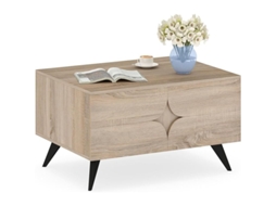 Mesa De Centro Costway Com Compartimento Aberto (46 X 80 X 60 Cm - Mdf - Natural)