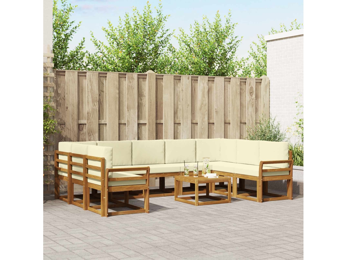Vidaxl Conjunto De Sofás Para Exterior 10 Unid. Natural E Creme