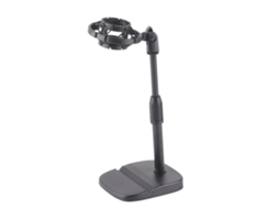 Suporte de mesa ajustável para microfone com encaixe para celulares/tablets, antiderrapante para transmissões ao vivo e karaokê.