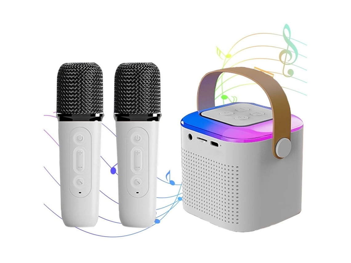 Máquina De Karaokê Para Crianças E Adultos, Mini Karaokê Bluetooth, Alto Falante Para Cantar Com 2 Microfones Sem Fio E 7 Luzes Coloridas, B Yizhood