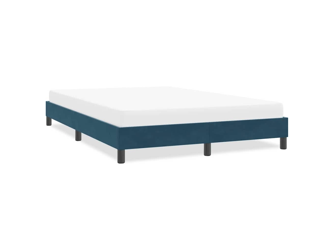 Vidaxl Estrutura De Cama Sem Colchão 140x210 Cm Veludo Azul-escuro