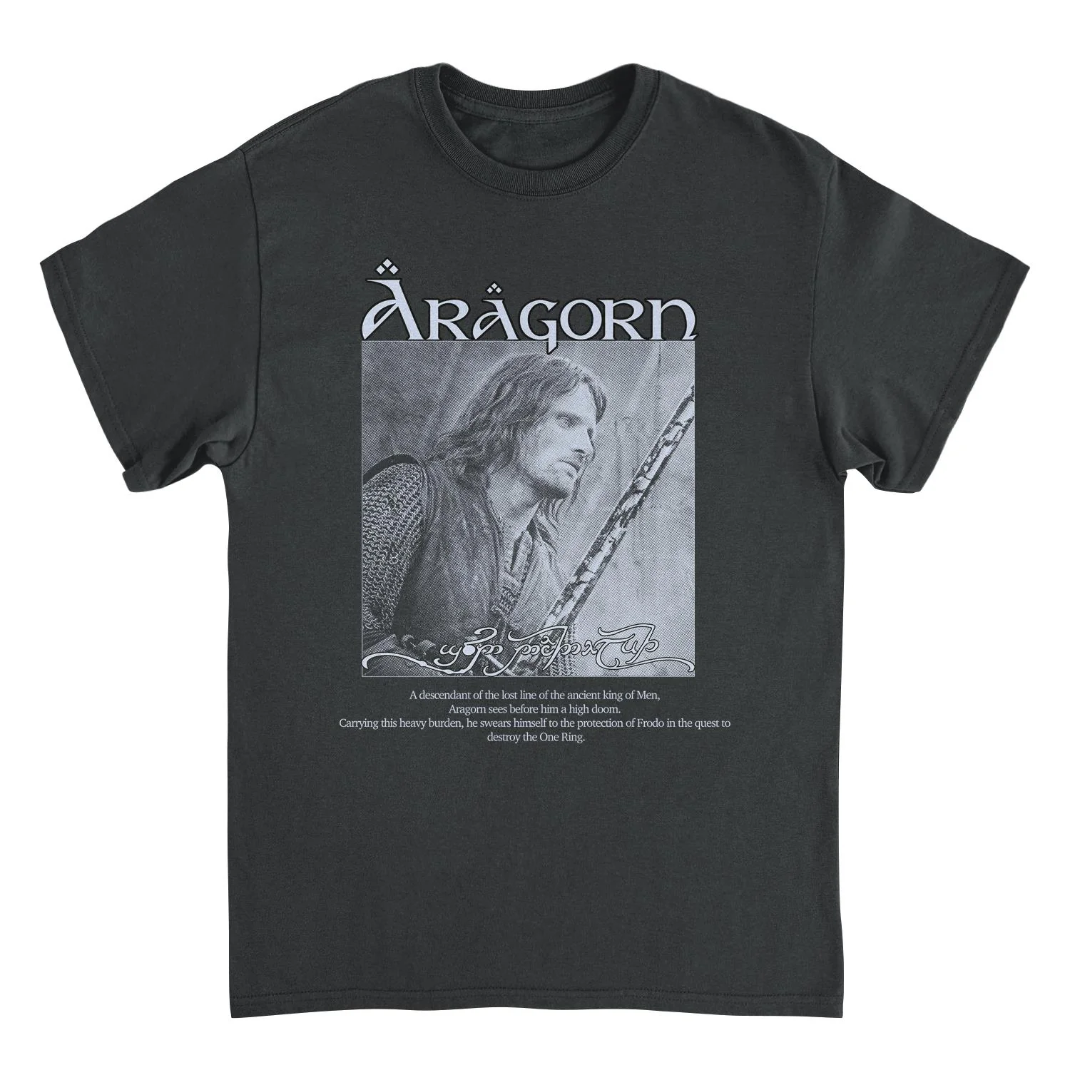 Unisex Adult T-shirt Rockinstone Lord Of The Rings Aragorn Son Of Arathorn Blacksizexl