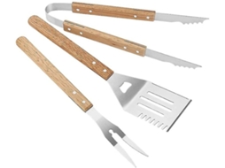 Conjunto De 3 Utensílios Para Grelhar Personalizado, Espátula, Pinça E Garfo St Slowmoose