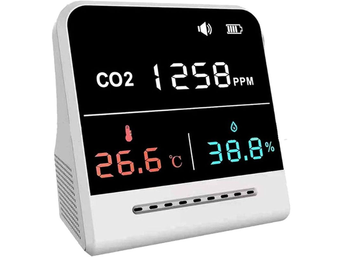 Sensor De Co2 Portátil Com Monitor De Qualidade Do Ar, Detector De Co2, Temperatura E Umidade Com Bateria Longa
