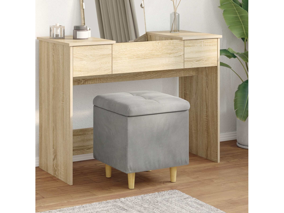 Vidaxl Otoman Com Armazenamento Cinzento-claro 40 X 40 X 45 Cm Veludo