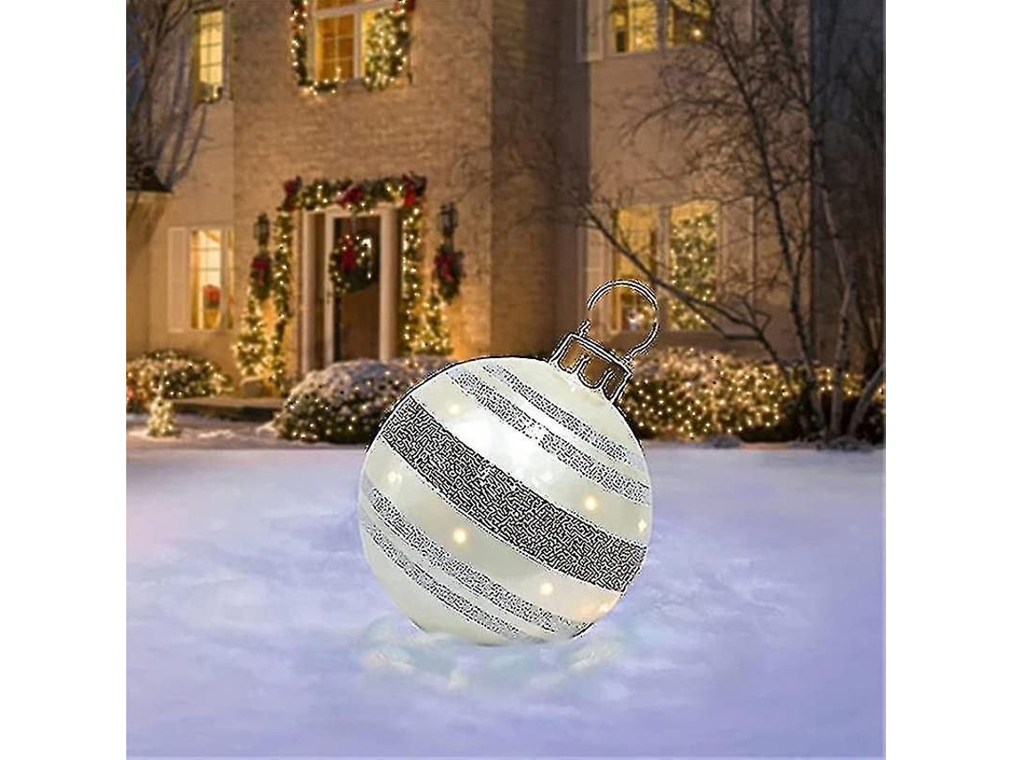 Bola Inflável De Natal Com Iluminação De Fibra Óptica, 60cm, Material Pvc À Prova De Água Para Decoração Externa/interna F