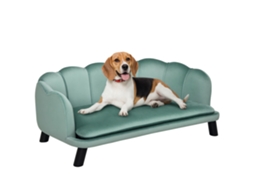 Sofá para Seu Pet Até25kg em Madeira Resistente com Estofado, Design Confortável Verde