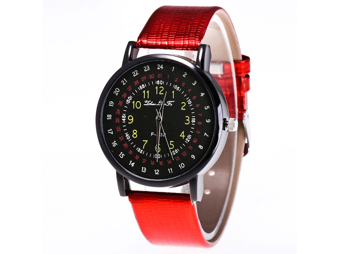 Relógio de pulso Zhoulianfa Precise and Modern Quartz com pulseira de couro PU (vermelho)