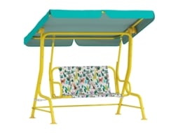 Balanço Hollywood 2 Lugares Toldo Ajustável Cinto 3 6 Anos 60kg Verde 112x75x120cm VELTRIX
