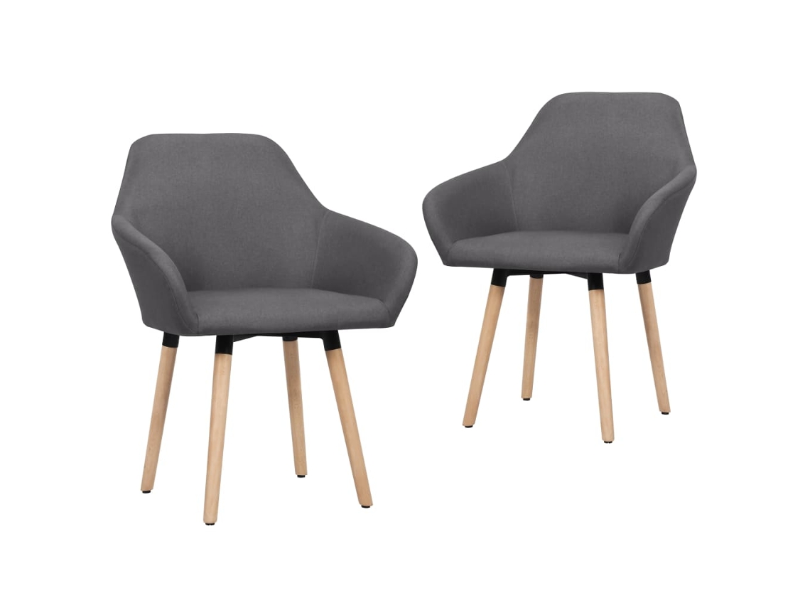 Vidaxl Cadeiras De Jantar 2 Pcs Tecido Cinzento-escuro