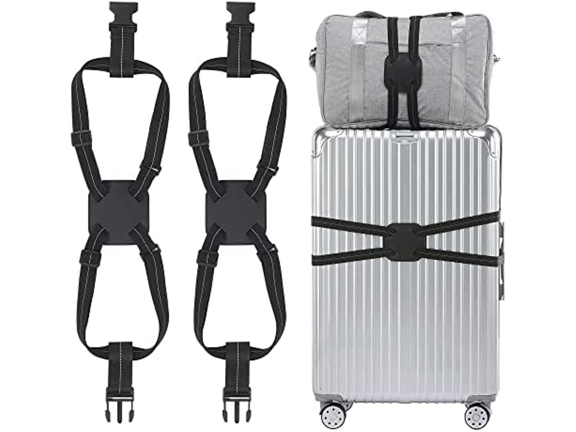 Correias de bagagem, Correias de viagem para malas, Correias de viagem para prender malas ruins Slowmoose (preto, pacote com 2)