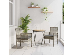 Vidaxl Conjunto Bistro de Jardim 3 Pcs Cinzeto Vime Pe