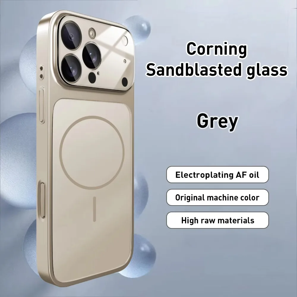 Capa De Vidro Nano Fosco Para Iphone (iphone 12 Pro Max, Cinza), Compatível Com Carregamento Sem Fio Magsafe.
