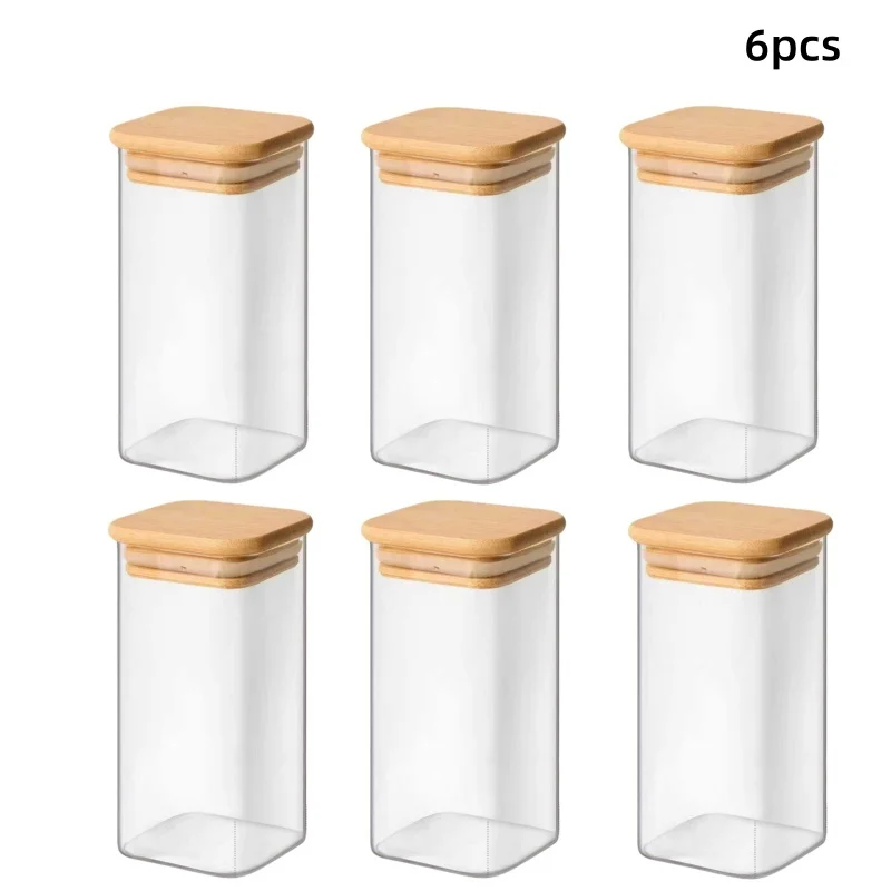(320ml - 6 Garrafas) Recipientes Quadrados Para Armazenamento De Alimentos, Adequados Para Guardar Temperos, Grãos, Farinha, Etc.